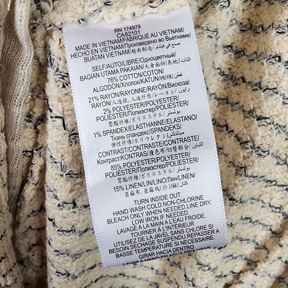 BCBGeneration Women's Size Medium Beige Striped Long Open Front Cardigan Sweater - Picture 4 of 10